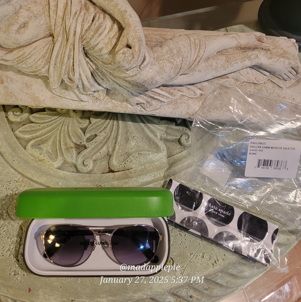 Kate Spade Raglan Aviator Sunglasses Gold Tone Designer Luxury Celebrity #136 - Picture 9 of 10